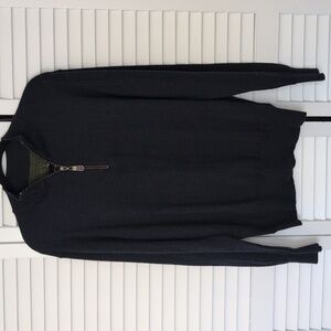 Orvis Men's Navy Merino Wool 3/4 Zip-Up Sweater